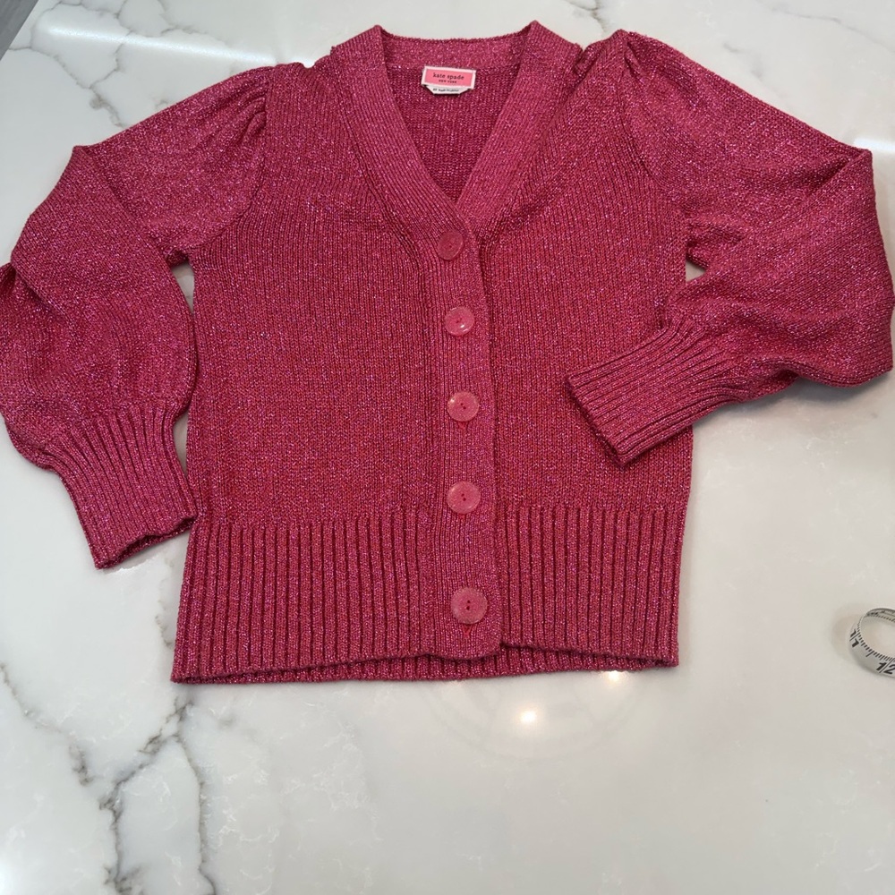 Kate Spade Shimmering Glitter  Pink Cardigan sz XS